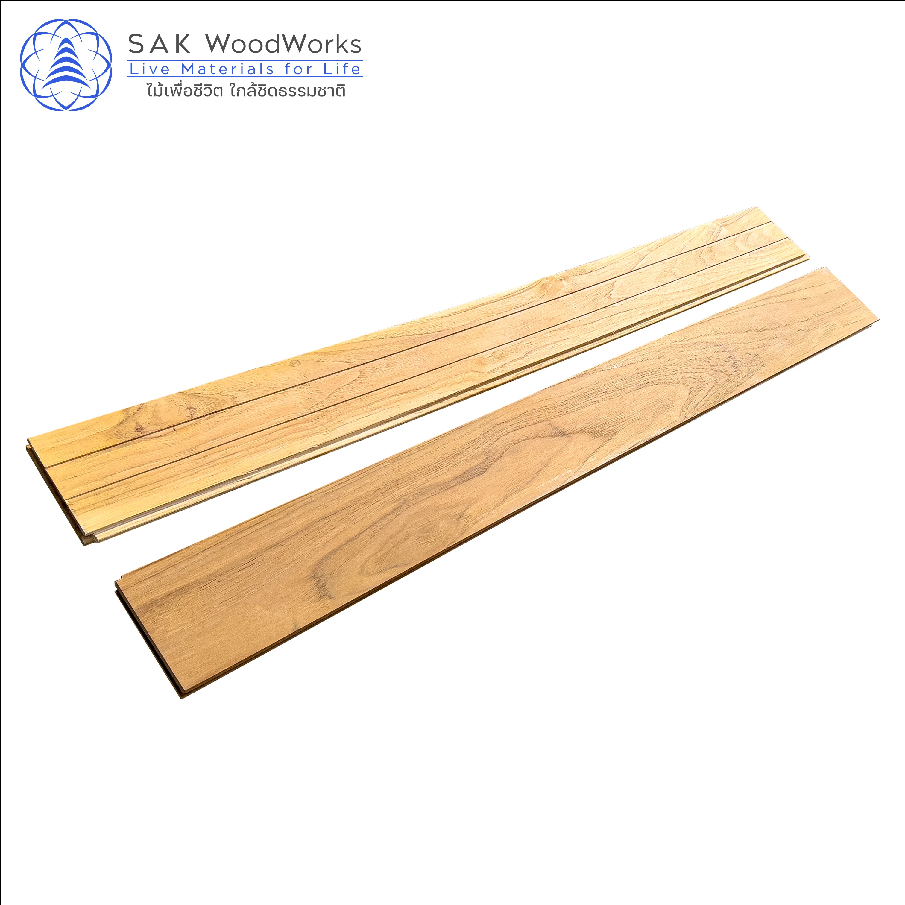 Thai Teak Parquet Boards by SAK WoodWorks Luxurious Indoor Wood Parquet Flooring with FSC Certified 15 x 90 x 600 mm.