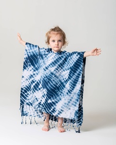 Poncho de bain à capuche pour enfants Tie-dye multicolore, 2-5 ans, 100% coton - Product Image 1