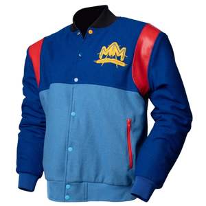 Chaqueta Varsity de Dos Tonos para Hombre, Tejido con Sensación de Lana, Paneles en Contraste, Cierre de Botones a Presión, Ribete Acanalado, Ropa Casual de Invierno - Product Image 1