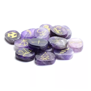 Ensemble de 16 pierres de Karuna en forme de paume, améthyste naturelle, cristal de guérison, pierre précieuse de Reiki, ensemble de Karuna en gros - Product Image 5