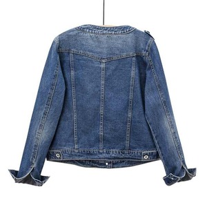 Vente chaude de haute qualité femmes à manches longues veste en jean grande taille 6X personnalisé col rond automne coton imprimé tissu fini - Product Image 6