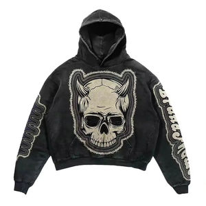 Meilleur Vintage Double Couche Lavage À L'acide Soleil Délavé Distressed Sweat À Capuche Conception Personnalisée Streetwear Polaire Blanc Hommes XS Taille Saison D'hiver - Product Image 5