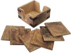 Sous-verre en bois fait main avec forme ronde classique et support sous-verre en bois pour table à manger et décoration intérieure - Product Image 4