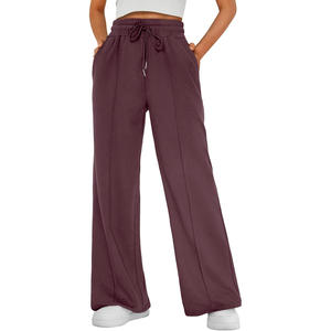 Pantalons de jogging pour femmes à taille haute, amples, décontractés, à jambes larges, avec cordon de serrage, élastiques, pantalons de sport - Product Image 1