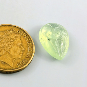 Art moghol fait à la main sculpture en poire coupe naturel Prehnite vert pierre précieuse en vrac bijoux faits à la main pierres précieuses en vrac produit - Product Image 2