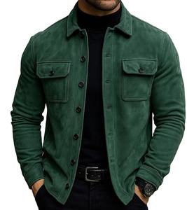 แจ็คเก็ตหนังกลับนุ่ม ระบายอากาศดี ขายดี สำหรับผู้ชาย สไตล์วินเทจ ลำลอง สตรีทแวร์ ฤดูหนาว มีกระเป๋าหลายช่อง ข้อมือปรับได้ - Product Image 3