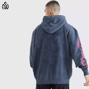 Sudaderas con capucha de lavado ácido de calidad Premium para hombre de algodón 100%, estampado bordado, ropa de Hip Hop de Otoño de talla grande a la moda - Product Image 4