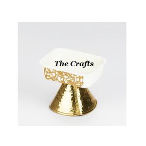 Tazón de servicio de color blanco y dorado de metal de diseño atractivo Tazón de chocolate de calidad superior para uso en fiestas y eventos - Product Image 2