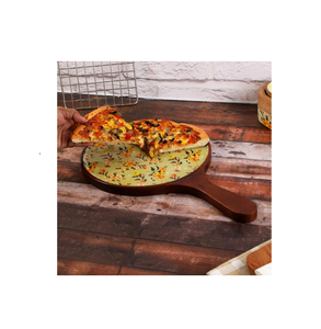 Outils à pizza imprimés en bois 2 tailles différentes avec motif imprimé de forme ronde avec moule à pizza avec moule à pizza sans danger pour l'eau de service - Product Image 6