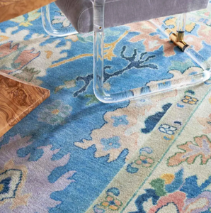 Alfombra de Área Hecha a Mano de Lujo, Color Azul Oushak, Diseño Moderno con Nudos, para Sala de Estar, Hotel, Oficina, Hogar Comercial, Niños - Product Image 3