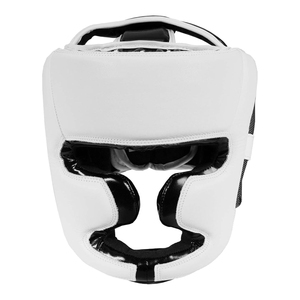 Professional Manufacturer White Color Boxing Head Guard Non Slip Breathable Leather Full Face Protection MMA Head Protector - Product Image 1