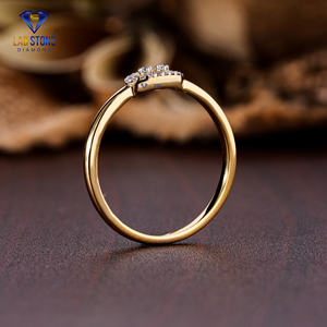 Lab-Stone Party Wear Bague en diamant 0.064 TDW Diamant taille ronde Or jaune Couleur EF-VS - Product Image 5