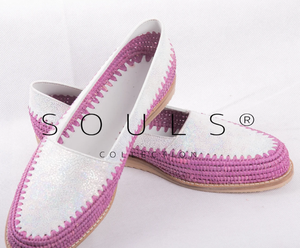 รองเท้าหนัง Raffia พรีเมี่ยม,รองเท้า Moccasin โมร็อกโกทำมือ Raphia แฟลต - Product Image 1