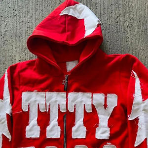 Vente en gros de sweat à capuche personnalisé 500gsm 360 420gsm éponge vierge vintage délavé à l'acide veste à capuche en détresse avec fermeture éclair pour hommes - Product Image 2