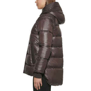 2025 Breathable Winter Women's Puffer Jacket Hooded 100% Cotton-Padded Knitted Plain Dyed Casual Warm Slim Fit - Product Image 6