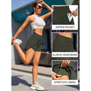 Short de sport pour femme en polyester de haute qualité, couture intérieure de 5 pouces avec poche zippée - Product Image 2