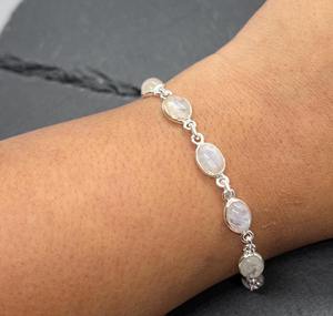 Handmade 925 Solid Sterling Silver Tennis <b>Bracelet</b> for Women Classical <b>Boho</b> Style with Moonstone Gemstone Gift - Product Image 3