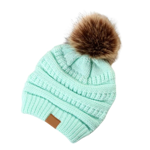 หมวกบีนนี่ถักนิตติ้งให้ความอบอุ่นในฤดูหนาวหมวกไหมพรมปอมปอมปอมปอมอบอุ่นหมวกถักเคเบิลสีสตรีทที่กำหนดได้เองสำหรับนอร์ท - Product Image 4