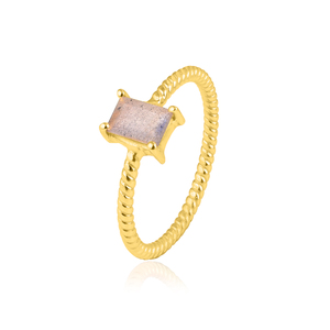Romantique 925 Sterling Silver Peach Strawberry Gemstone Ring Plaqué Or avec Prong Setting Cadeau de mariage à la mode pour les fêtes - Product Image 1
