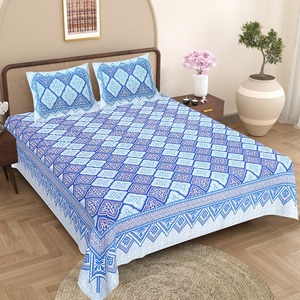 Hand Block Prints Sheet & <b>Pillow</b> Cases Modern Printed Indian 100% Cotton Bedding Set with <b>Pillow</b> Covers Traditional Bedding Set - Product Image 1