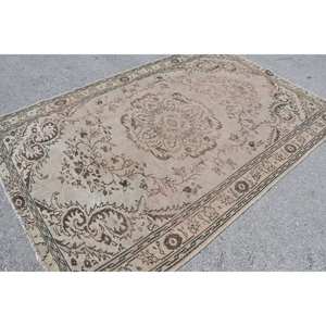 Alfombra turca estilo Tabriz hecha a mano Vintage 5,5X8,3 pies clásico Beige marrón Patchwork diseño lana Material látex para cabecera adolescente - Product Image 2