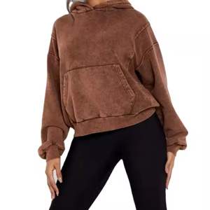 Fabricant OEM, sweat à capuche délavé à l'acide de meilleure qualité pour femmes, manches longues, couleur personnalisée, nouveau manteau à capuche d'hiver élégant - Product Image 1