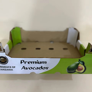 Cajas de Cartón Corrugado Reciclado con Logotipo Personalizado para Aguacate al por Mayor, Bandejas de Embalaje, Cajas de Almacenamiento de Verduras y Frutas con Asa, Cajas de Kraft - Product Image 1