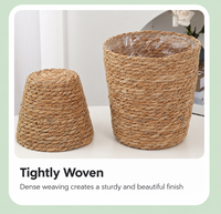 Keranjang Tanaman dari Rumput dan Kulit Jagung Buatan Tangan, Penutup Pot Tanaman Anyaman Alami, Dekorasi Rumah Gaya Boho Nordik untuk Tanaman Indoor