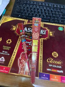 Classic Traditional Kashmiri <b>Henna</b> Mehendi Wedding Hand Decoration in Dark <b>Red</b> Brown Black Temporary Makeup Accessory - Product Image 3