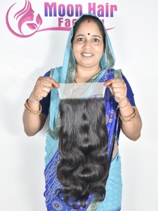 Produit original cuticule alignée naturel brut temple indien cheveux humains fermeture ondulée simple dessiné doux soyeux non traité à vendre - Product Image 5