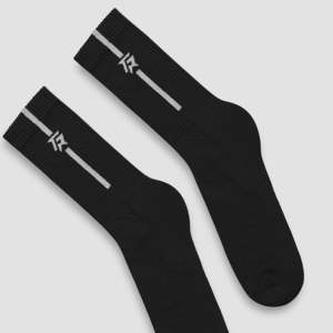 Chaussettes de sport StrideGuard personnalisables avec logo, haute compression en jacquard noir, antibactériennes et respirantes pour le cyclisme quotidien, imprimées - Product Image 4