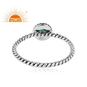 แหวนเงินแท้สเตอร์ลิงออกซิไดซ์ประดับพลอยอะมาโซไนต์ธรรมชาติ ดีไซน์หรูหรา สามารถสวมซ้อนกันได้ ผลิตโดยผู้ผลิตเครื่องประดับตามสั่ง - Product Image 4