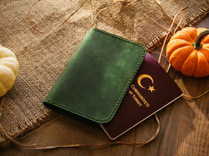Custom Genuine Leather Open Anti-Theft <b>Passport</b> <b>Holder</b> PTH-0013 Personalized Vintage Style Green Gift for Unisex Long <b>Wallet</b> - Product Image 3