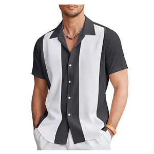 Camisa Hawaiana de verano para hombre Camisas cárdigan informales de manga corta para hombre con estampado de rayas Hawaii Beach camisas para hombre - Product Image 3