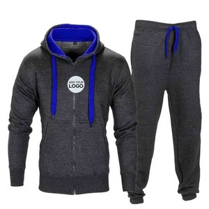 Survêtement à capuche pour homme, veste à capuche et pantalon en polaire chaude, survêtement d'hiver - Product Image 1