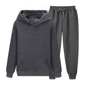 Ensemble de survêtement de haute qualité pour hommes de couleur grise grande taille à manches longues Street Wear costume de jogging pour hommes avec service OEM - Product Image 1