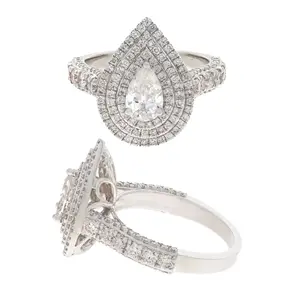 Desain Baru Berlian Kustom Cincin Pertunangan Dalam 14Kt Emas Putih 3 Gram Hip Hop Disesuaikan Cincin Berlian Alami