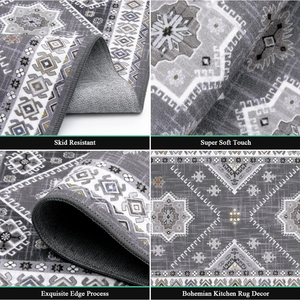 Ensemble de tapis de cuisine modernes personnalisés, tissés touffetés, antidérapants, absorbants, en velours polaire doux avec base en caoutchouc à pois - Product Image 6