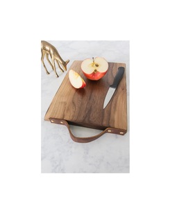 Large Rustic Wooden <b>Paddle</b> Chopping Board Elongated <b>Pizza</b> Peel Serving Platter with Hanging Leather Strap Decorative Kitchenware - Product Image 4