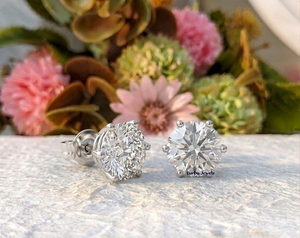 Pendientes de Diamantes Cultivados en Laboratorio con Certificación IGI, Corte Redondo de 3 Quilates, Joyas Lurba, en Oro Blanco de 14K, para Unisex - Product Image 2