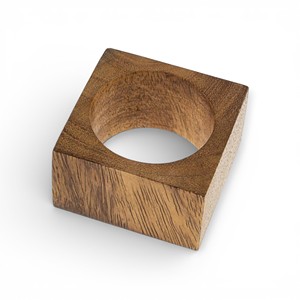Colección de Anillos para Servilletas Cuadrados de Madera Oscura con Patrón de Grano Refinado para una Decoración de Mesa Sofisticada y Única - Product Image 2