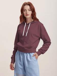 Sudadera con capucha deportiva para mujer Sudadera con capucha recortada para gimnasio Jersey de gran tamaño Sudaderas de algodón Sudadera con capucha de entrenamiento personalizada al por mayor - Product Image 3