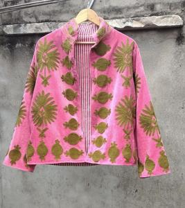 Handmade Indian Style Winter Coat Boho <b>Velvet</b> Suzani Embroidered Jacket with Floral Pattern Embroidered by Indian Artisans - Product Image 1