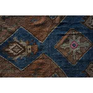 Tapis turc vintage de 4,3 x 4,3 pieds, tapis rond, tapis en laine marron - Product Image 2