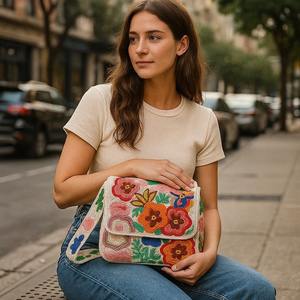 Sac à main mini élégant et classique en coton perlé pour femmes avec chaîne, personnalisable pour les fêtes - Product Image 2