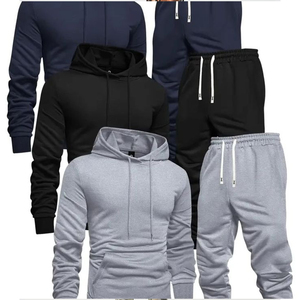 Men's <b>Winter</b> Sportswear Set Two-Piece Hooded Fleece Jogging Warm Breathable Customizable Tracksuits - Product Image 5