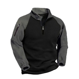 เสื้อสเวตเตอร์แบบสวมหัวสำหรับผู้ชาย, เสื้อกันหนาวแบบสวมหัวแนวยุทธวิธีผ้าฟลีซให้ความอบอุ่นสำหรับเล่นกีฬาฤดูหนาวมีซิปครึ่งตัว - Product Image 6