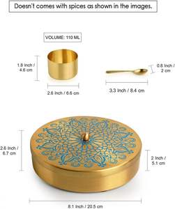 Belle conception de gravure Boîte à épices en laiton de bonne qualité boîte à épices design en laiton en métal avec touche dorée - Product Image 5