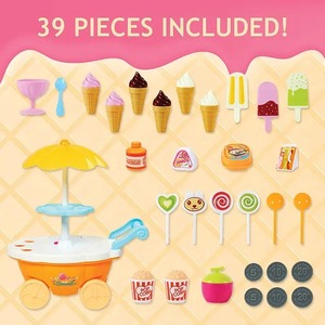 Premium play kitchen toy mini simulation supermarket ice cream shop candy trolley <b>playhouse</b> dessert toys with light and music - Product Image 6