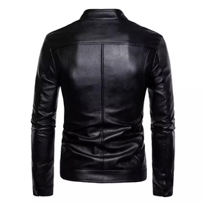 Chaqueta de Motociclista de Cuero Sintético y Cuero Genuino Negra para Hombre y Mujer, Chaqueta de Cuero Elegante para Hombre - Product Image 4